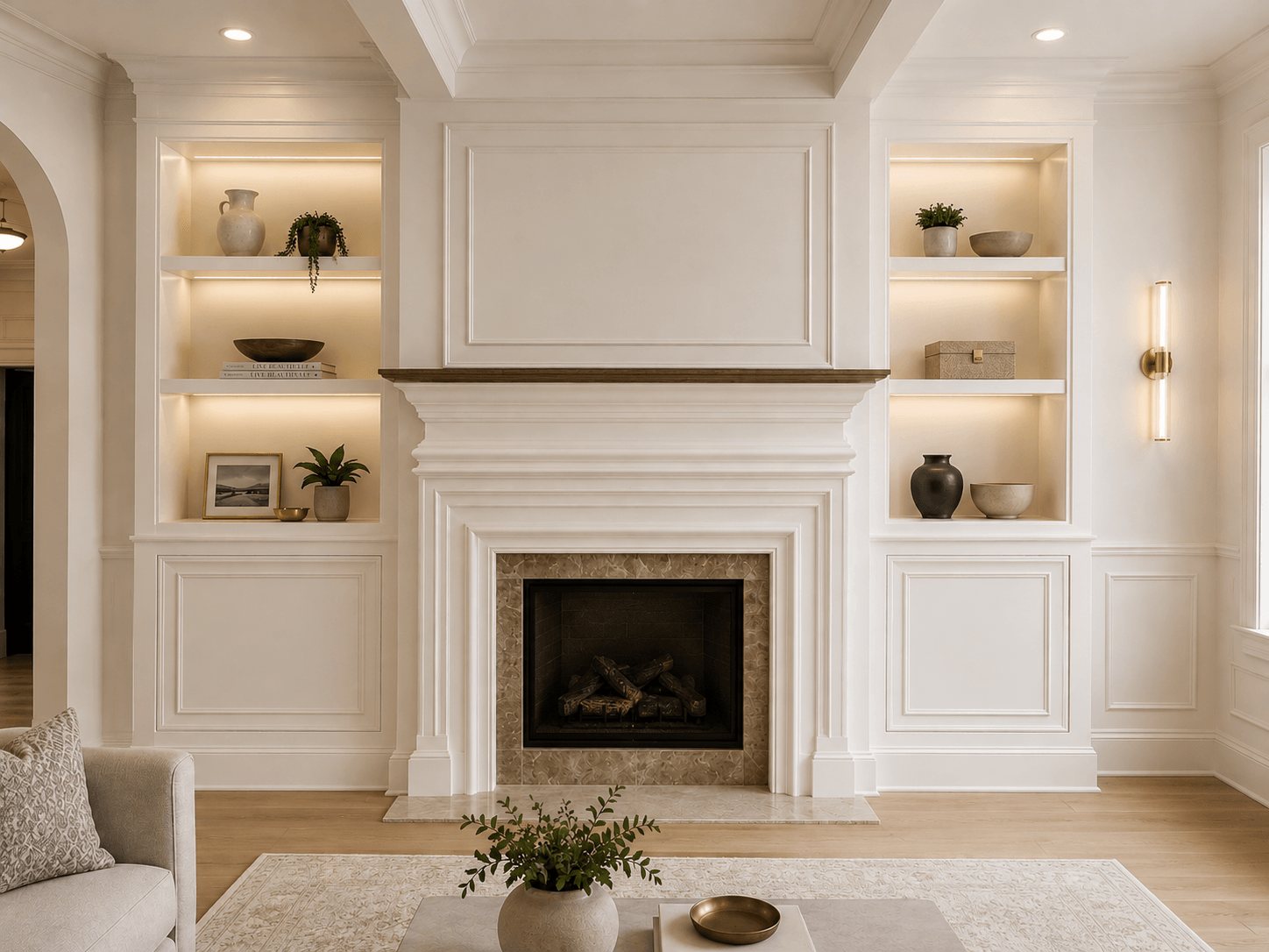 Custom millwork — fireplace and built-ins